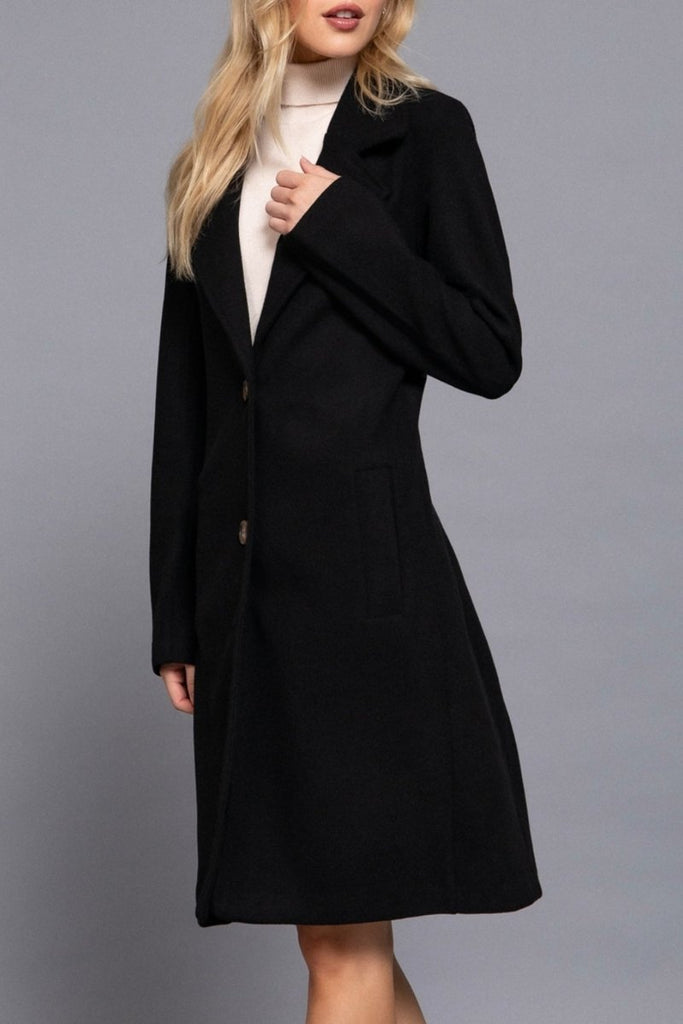 Women's Elegant Long Sleeve A Line Maxi Coat Felt Fabric - womens - blazer