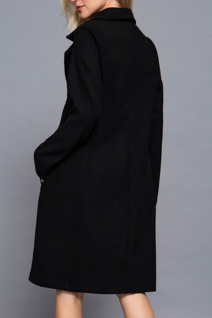 Women's Elegant Long Sleeve A Line Maxi Coat Felt Fabric - womens - blazer