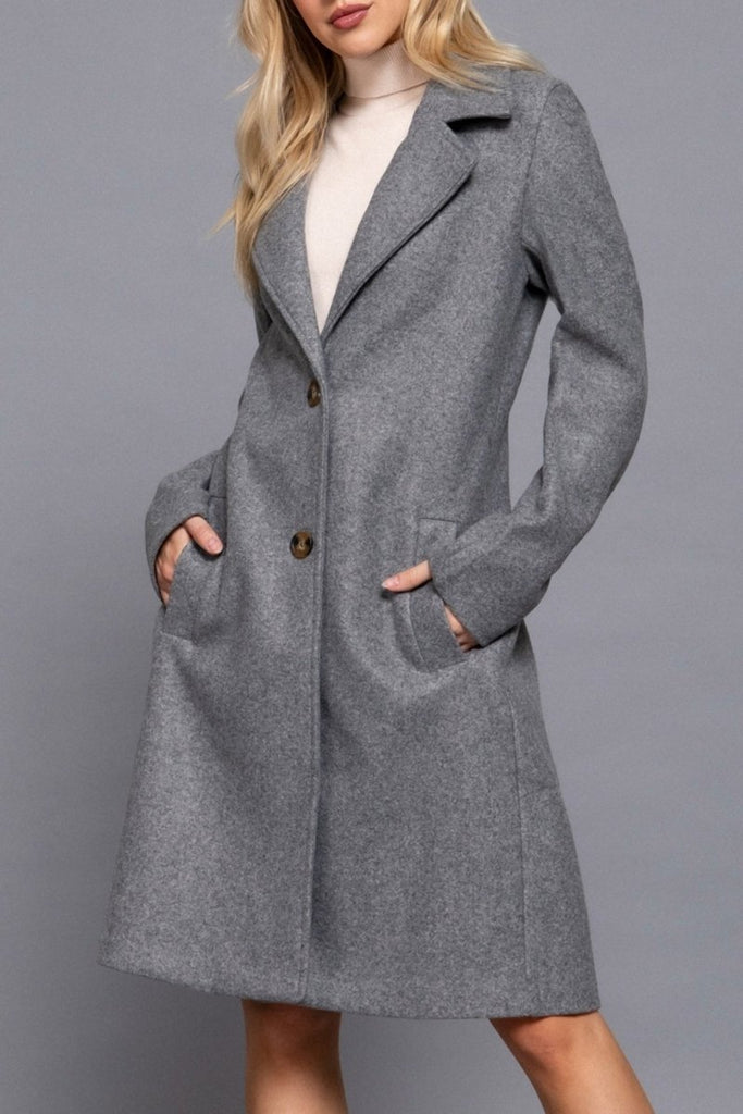 Women's Elegant Long Sleeve A Line Maxi Coat Felt Fabric - womens - blazer