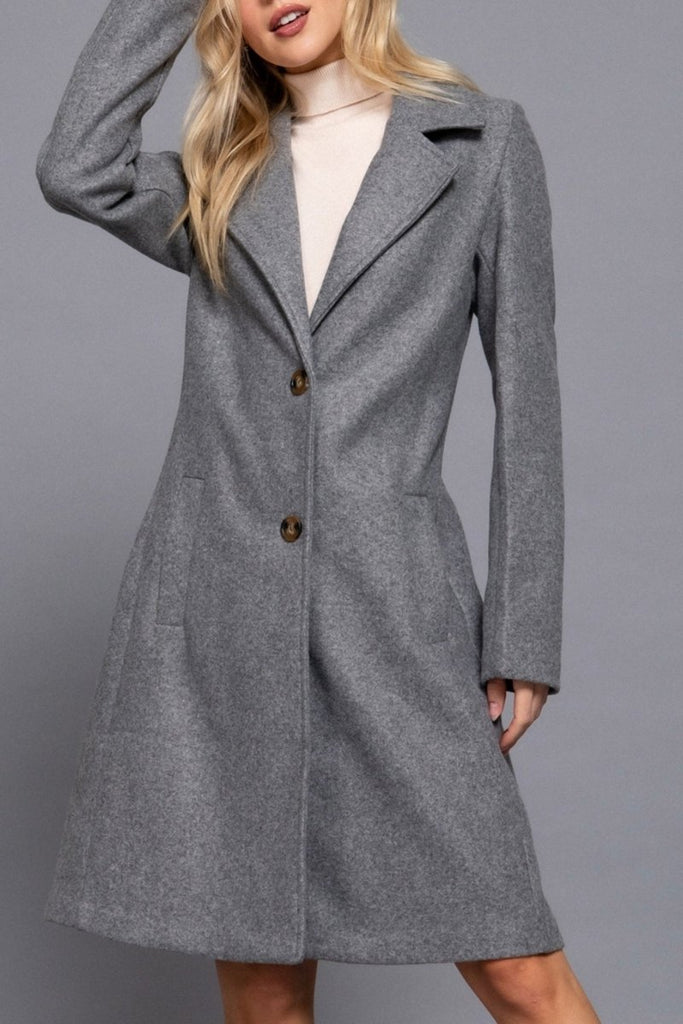Women's Elegant Long Sleeve A Line Maxi Coat Felt Fabric - womens - blazer