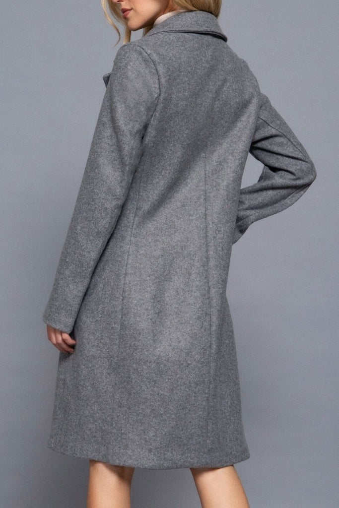 Women's Elegant Long Sleeve A Line Maxi Coat Felt Fabric - womens - blazer