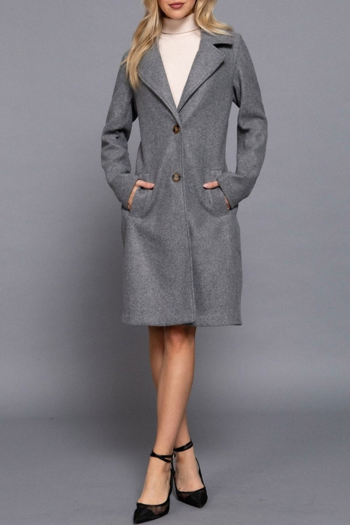 Women's Elegant Long Sleeve A Line Maxi Coat Felt Fabric - womens - blazer