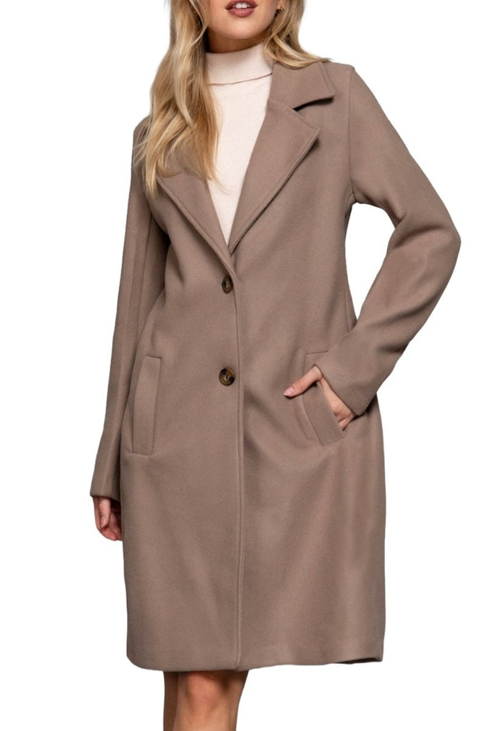 Women's Elegant Long Sleeve A Line Maxi Coat Felt Fabric - womens - blazer