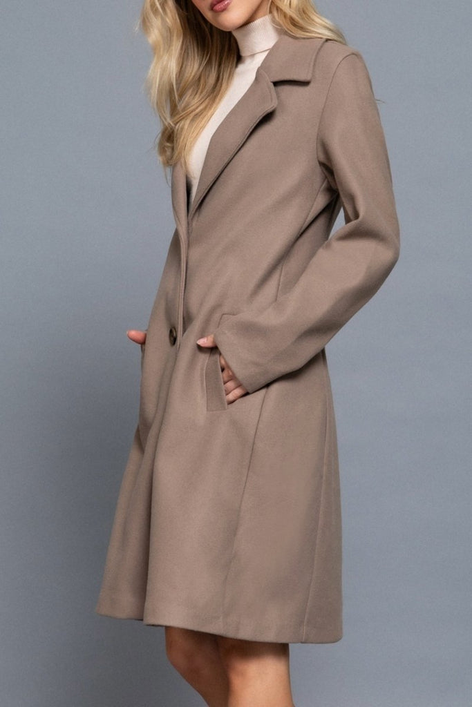 Women's Elegant Long Sleeve A Line Maxi Coat Felt Fabric - womens - blazer