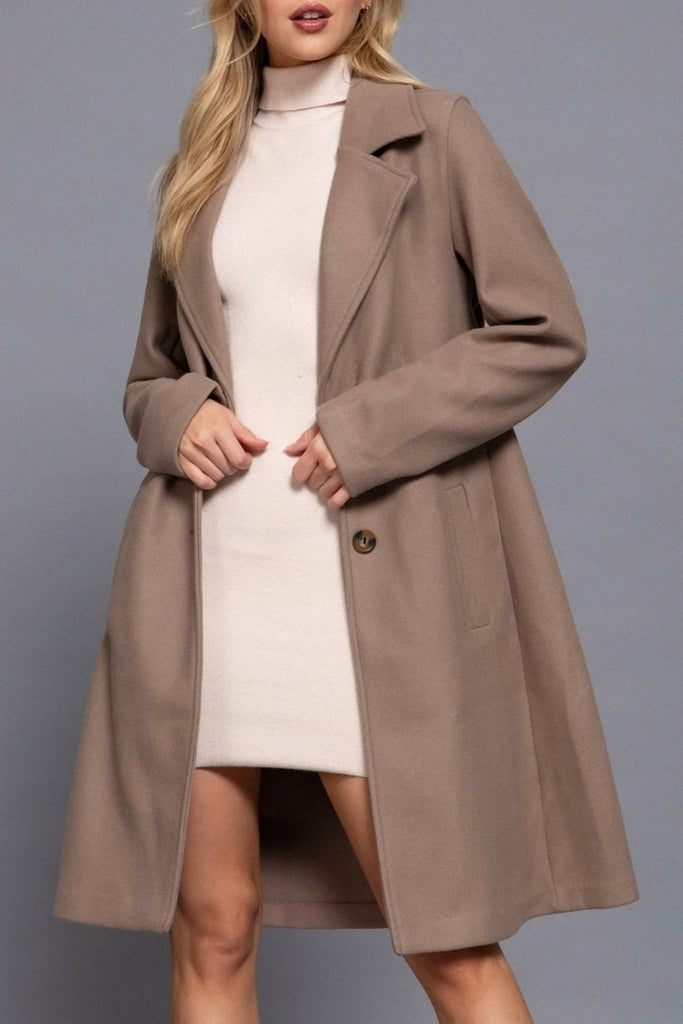 Women's Elegant Long Sleeve A Line Maxi Coat Felt Fabric - womens - blazer