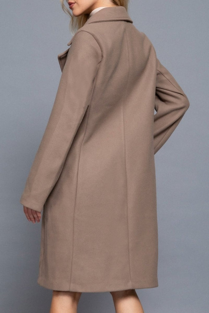 Women's Elegant Long Sleeve A Line Maxi Coat Felt Fabric - womens - blazer