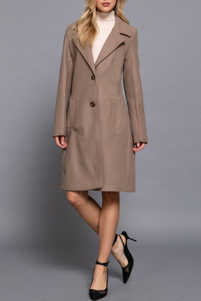 Women's Elegant Long Sleeve A Line Maxi Coat Felt Fabric - womens - blazer