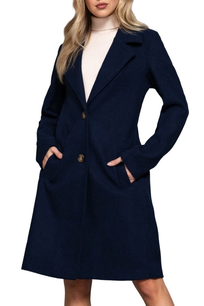 Women's Elegant Long Sleeve A Line Maxi Coat Felt Fabric - womens - blazer