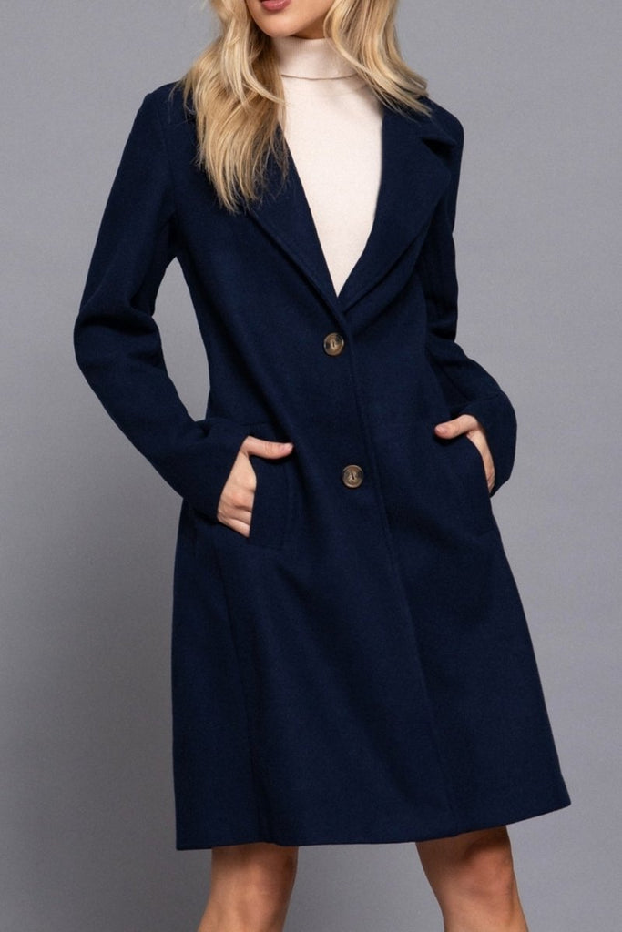 Women's Elegant Long Sleeve A Line Maxi Coat Felt Fabric - womens - blazer
