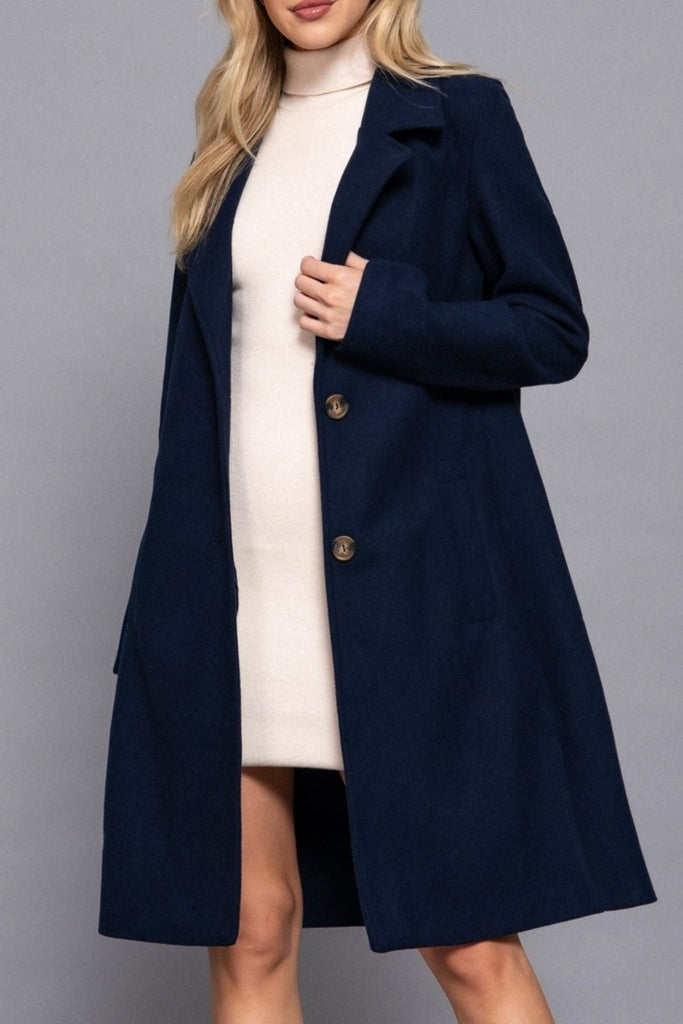 Women's Elegant Long Sleeve A Line Maxi Coat Felt Fabric - womens - blazer