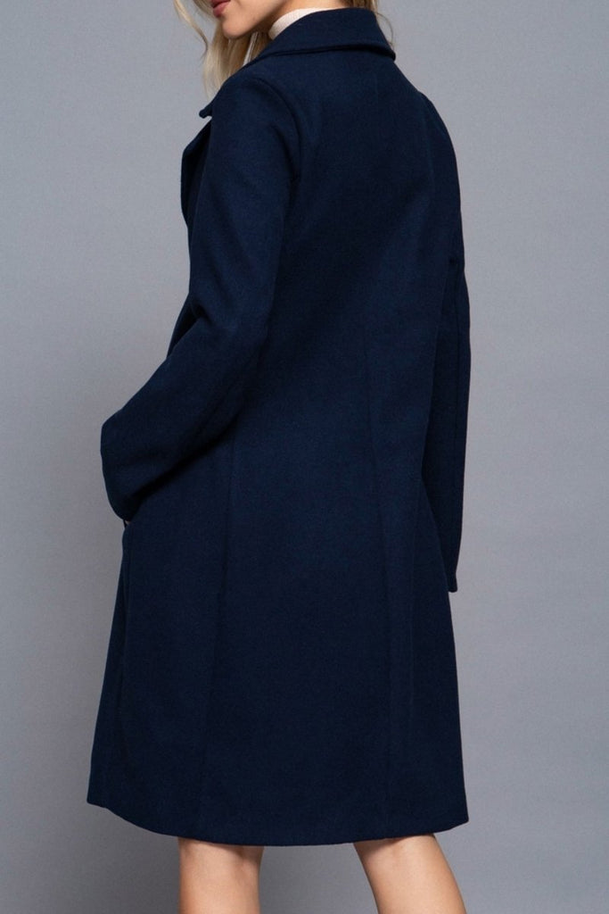 Women's Elegant Long Sleeve A Line Maxi Coat Felt Fabric - womens - blazer