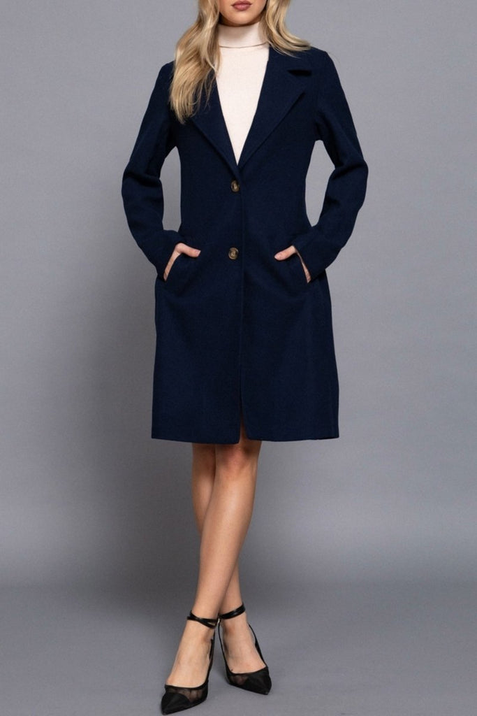 Women's Elegant Long Sleeve A Line Maxi Coat Felt Fabric - womens - blazer
