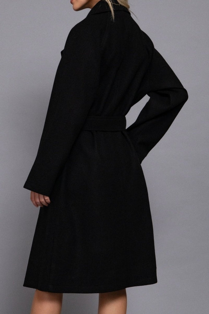 Women's Elegant Double Breasted Long Felt Trench Coat with Buttons - womens - blazer