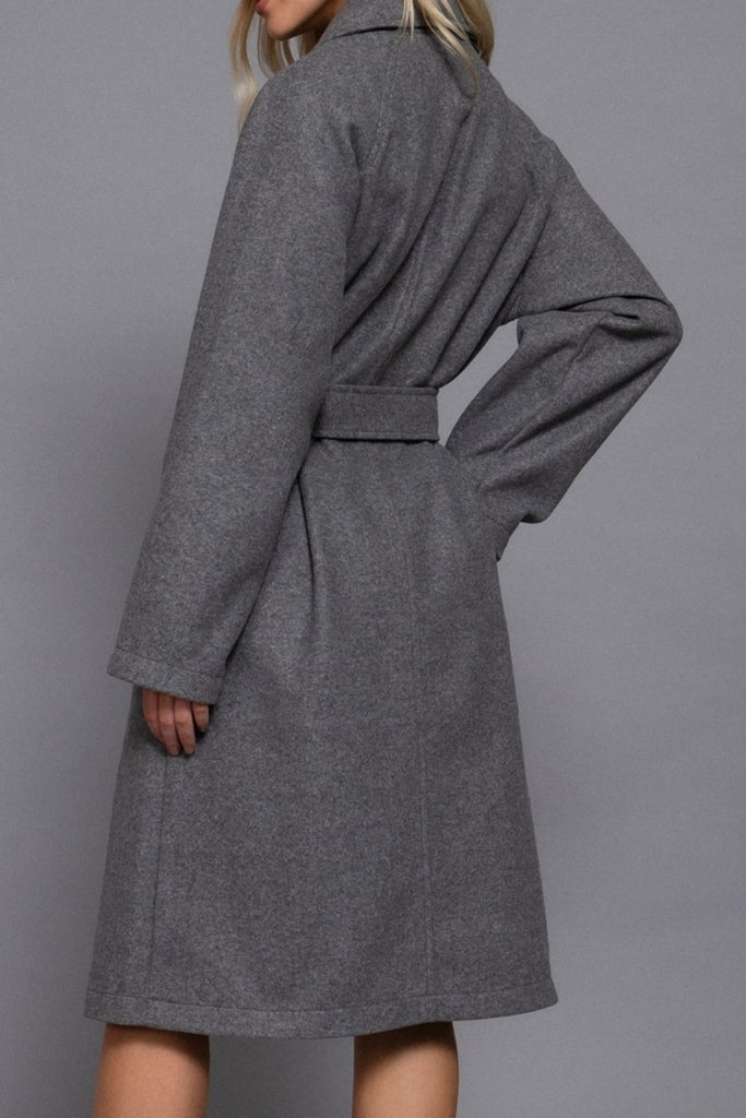 Women's Elegant Double Breasted Long Felt Trench Coat with Buttons - womens - blazer