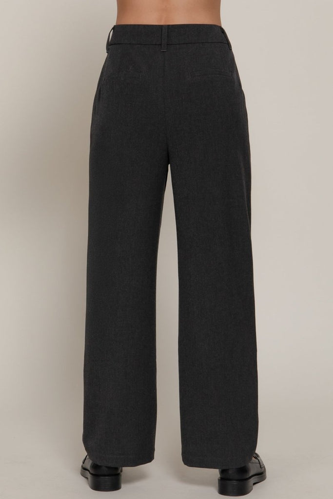 Women's Front Pleated Detail Pants Two Tone Woven Fabric with Comfortable Stretch - womens - leggings