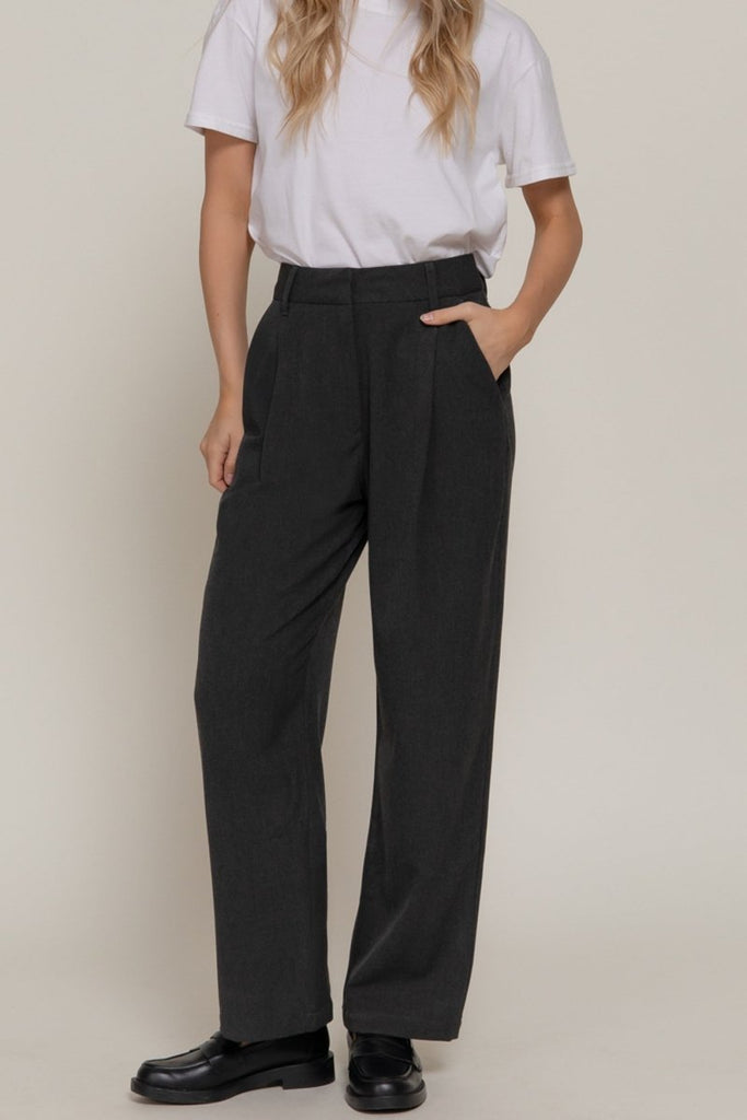 Women's Front Pleated Detail Pants Two Tone Woven Fabric with Comfortable Stretch - womens - leggings