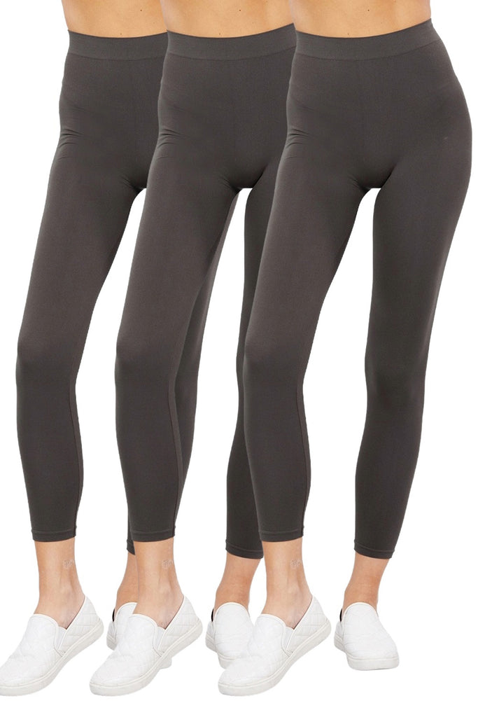 Women's 3 Pack Seamless Stretch Leggings High Waist Soft Nylon Spandex HLE02229 -womens-leggings