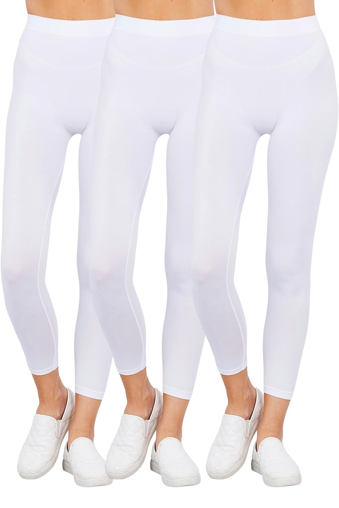 Women's 3 Pack Seamless Stretch Leggings High Waist Soft Nylon Spandex HLE02229 -womens-leggings