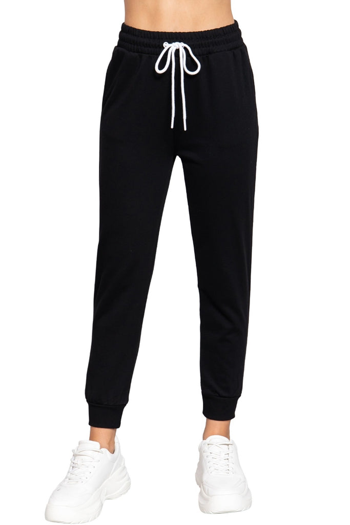 Women's French Terry Jogger Pants with Elastic Waistband and Side Pockets -womens-pants