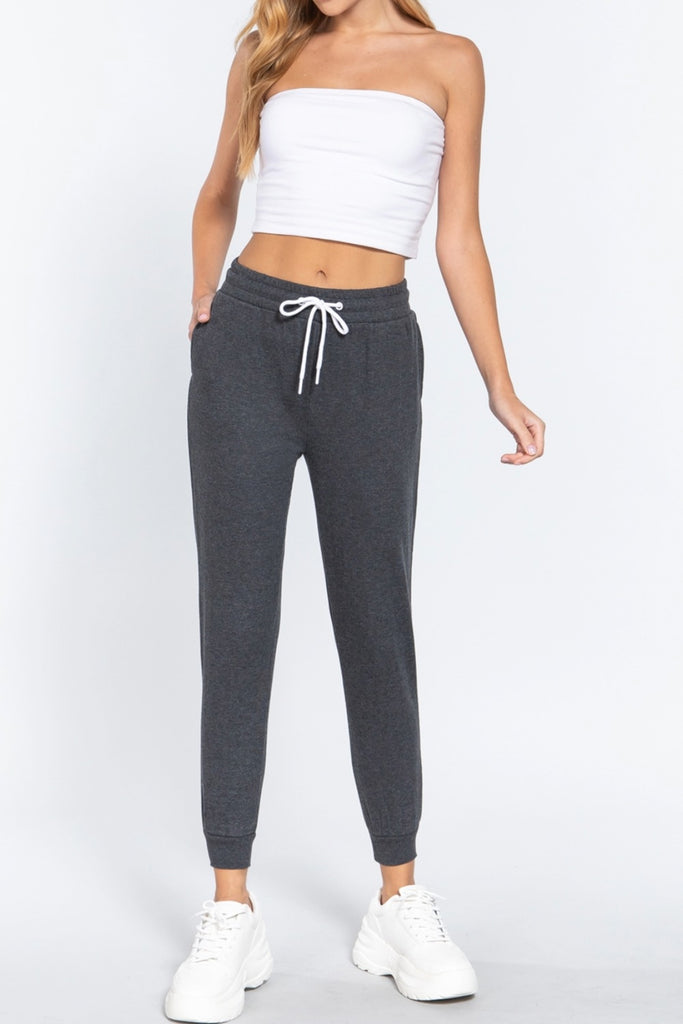 Women's French Terry Jogger Pants with Elastic Waistband and Side Pockets -womens-pants