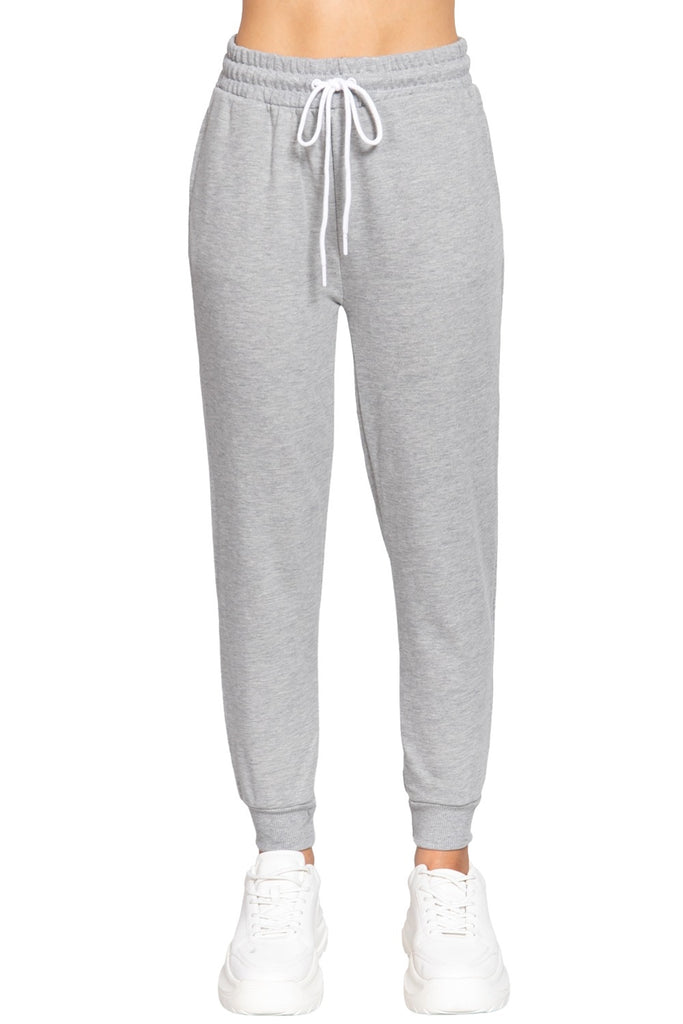 Women's French Terry Jogger Pants with Elastic Waistband and Side Pockets -womens-pants