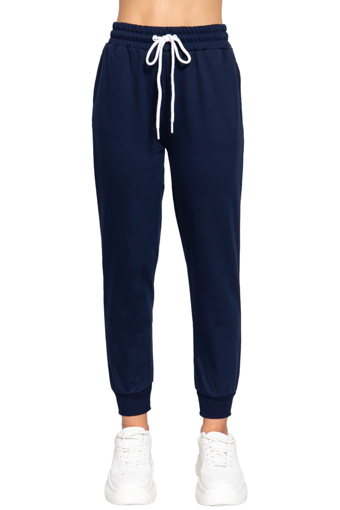 Women's French Terry Jogger Pants with Elastic Waistband and Side Pockets -womens-pants