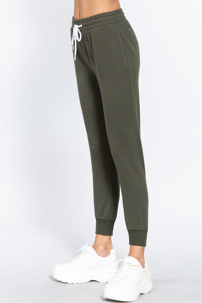 Women's French Terry Jogger Pants with Elastic Waistband and Side Pockets -womens-pants