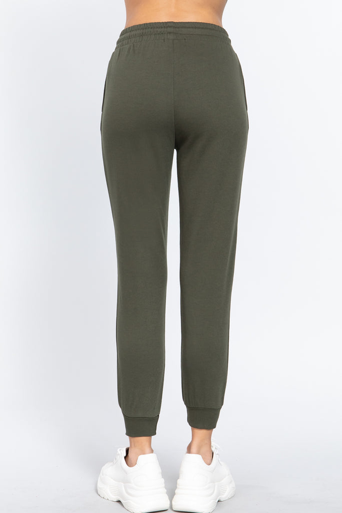 Women's French Terry Jogger Pants with Elastic Waistband and Side Pockets -womens-pants