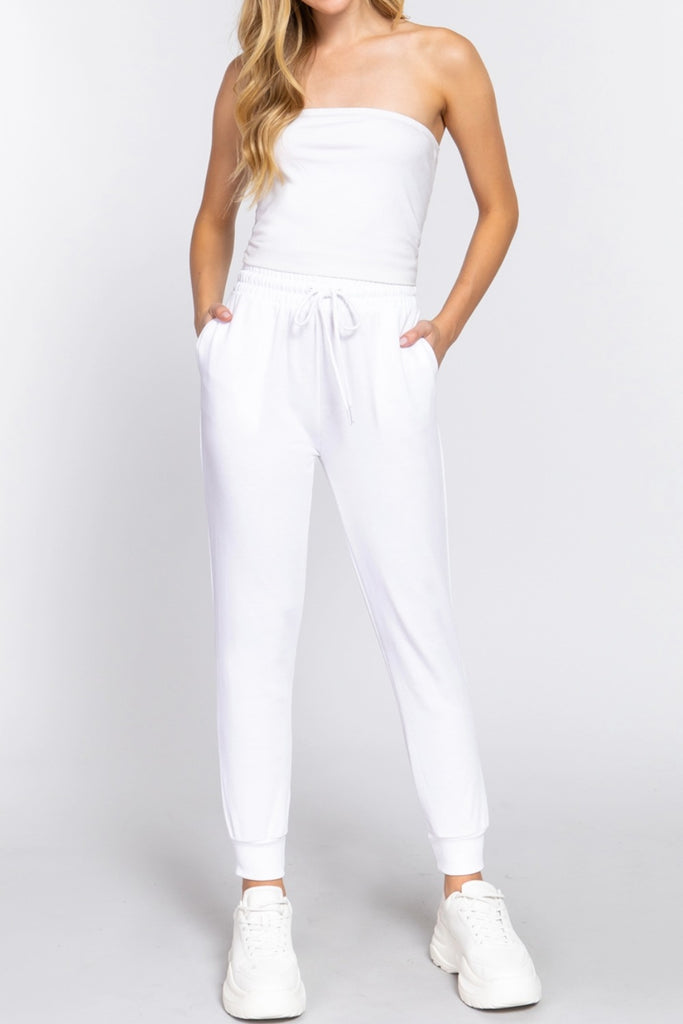 Women's French Terry Jogger Pants with Elastic Waistband and Side Pockets -womens-pants