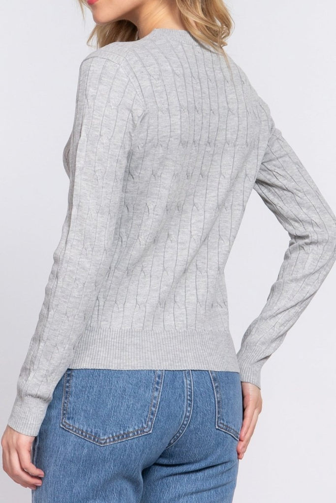 Women's Soft 4x4 Cable Knit Pullover Sweater with Round Neck - 