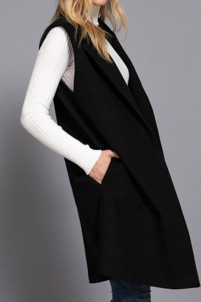 Women's Soft Open Front Sleeveless Vest with Notched Collar - OUTWEAR