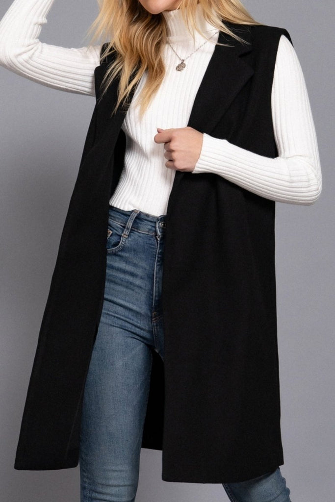 Women's Soft Open Front Sleeveless Vest with Notched Collar - OUTWEAR