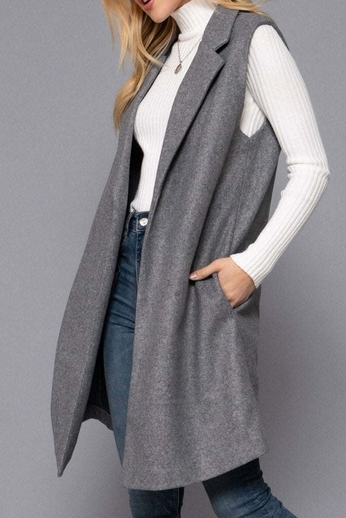 Women's Soft Open Front Sleeveless Vest with Notched Collar - OUTWEAR