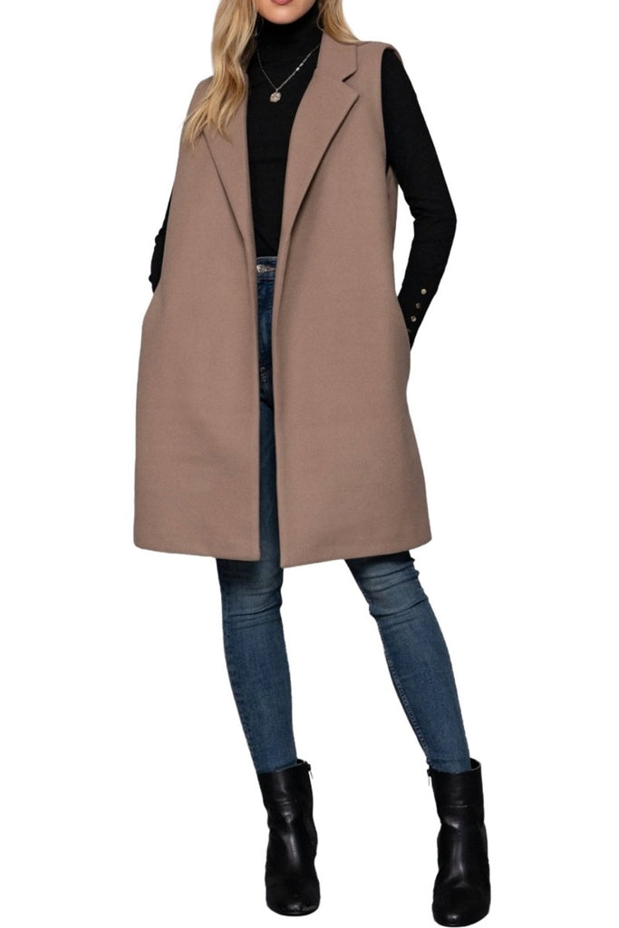 Women's Soft Open Front Sleeveless Vest with Notched Collar - OUTWEAR