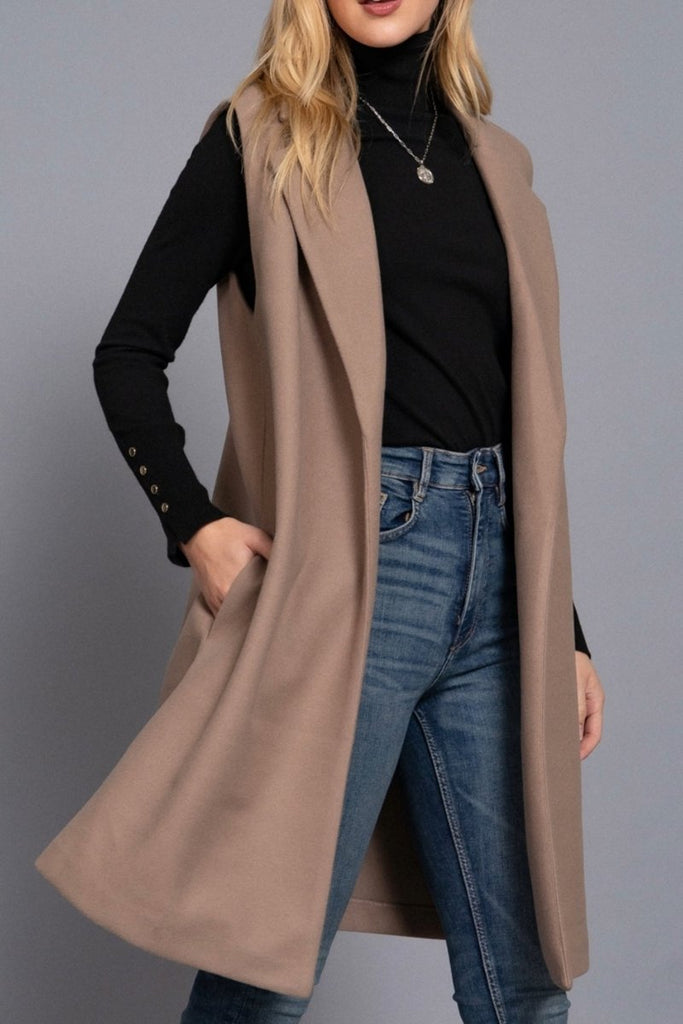 Women's Soft Open Front Sleeveless Vest with Notched Collar - OUTWEAR