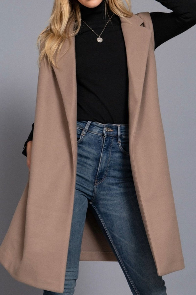 Women's Soft Open Front Sleeveless Vest with Notched Collar - OUTWEAR