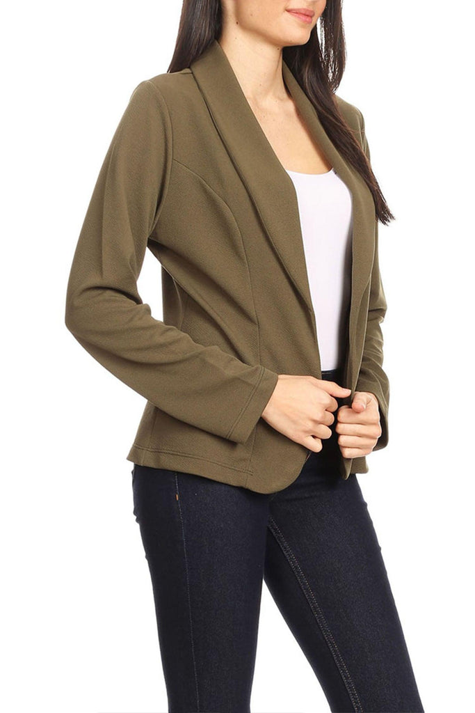 Women's Casual Long Sleeves Office Workwear Solid Blazer Jacket S-3XL - FashionJOA