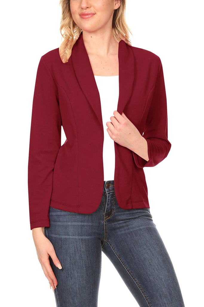 Women's Casual Long Sleeves Office Workwear Solid Blazer Jacket S-3XL - FashionJOA