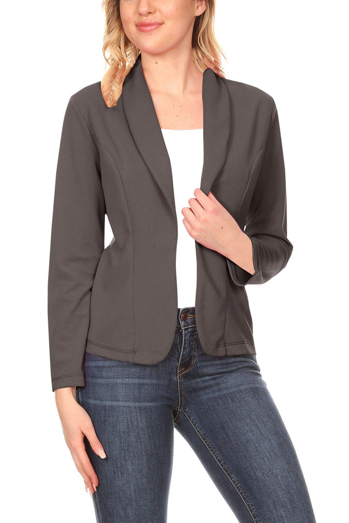 Women's Casual Long Sleeves Office Workwear Solid Blazer Jacket S-3XL - FashionJOA