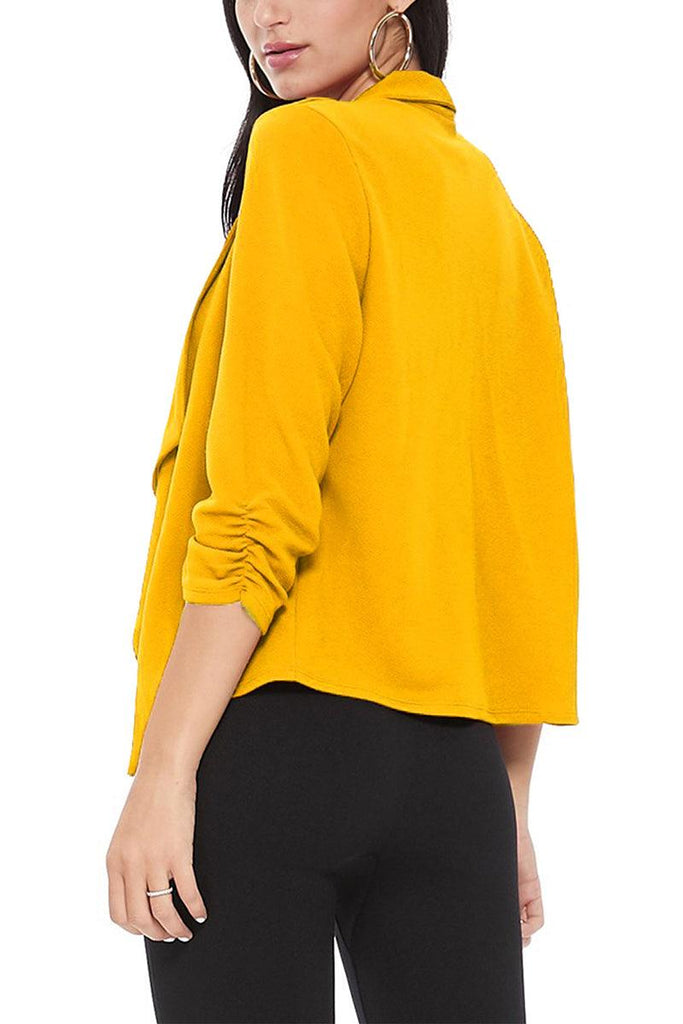 Women's Casual Open Front 3/4 Sleeve Slim Fit Draped Solid Jacket - FashionJOA