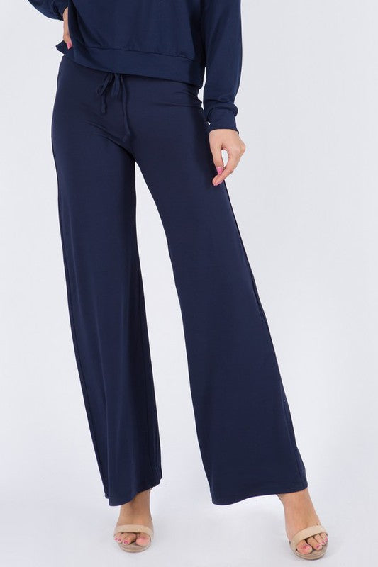 Women's Drawstring Wide-Leg Lounge Pants - FashionJOA