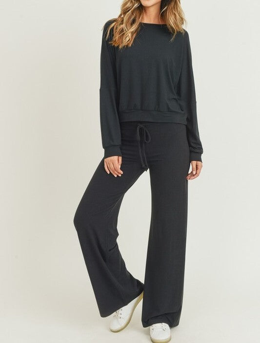 Women's Drawstring Wide-Leg Lounge Pants - FashionJOA