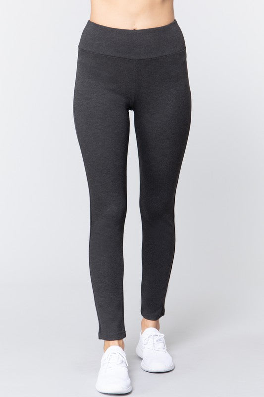 WAIST BAND LONG PONTE PANTS - FashionJOA