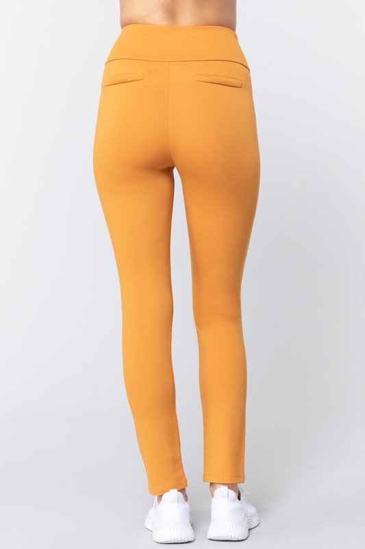 WAIST BAND LONG PONTE PANTS - FashionJOA