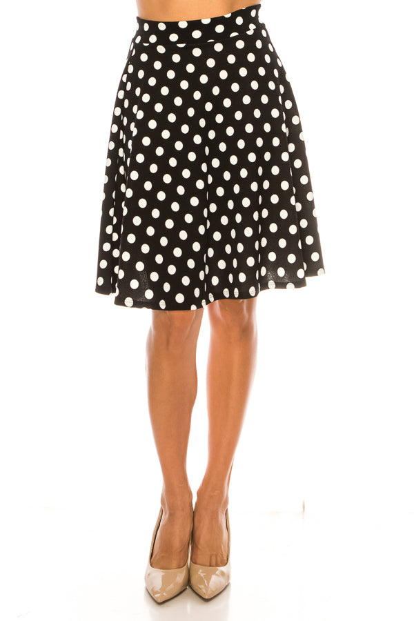 Polka dot print Aline knee length skirt - FashionJOA