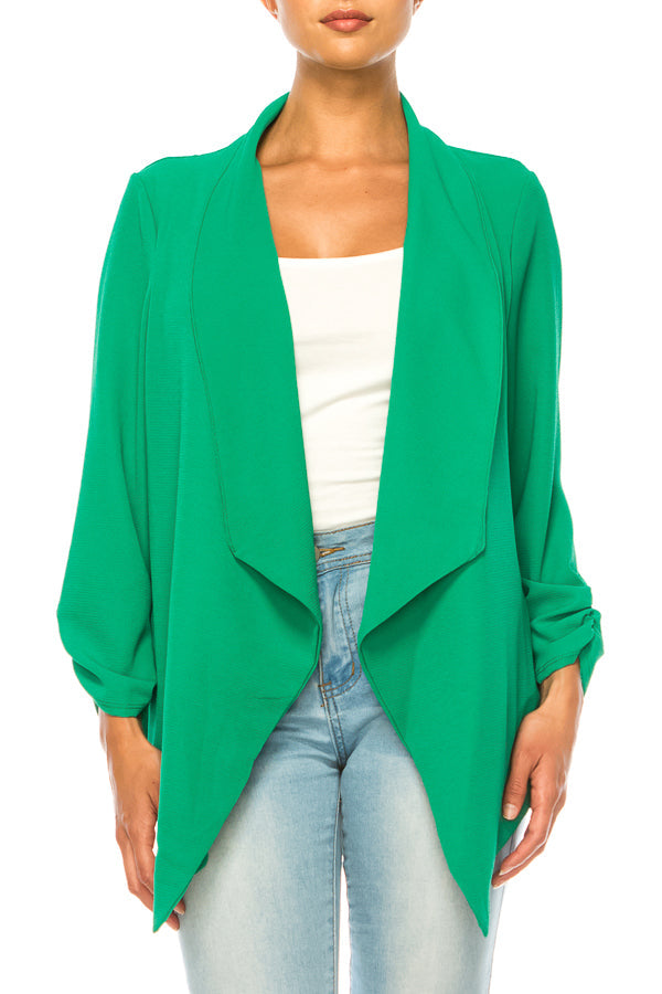 Solid waist length cardigan in a relexed fit - FashionJOA