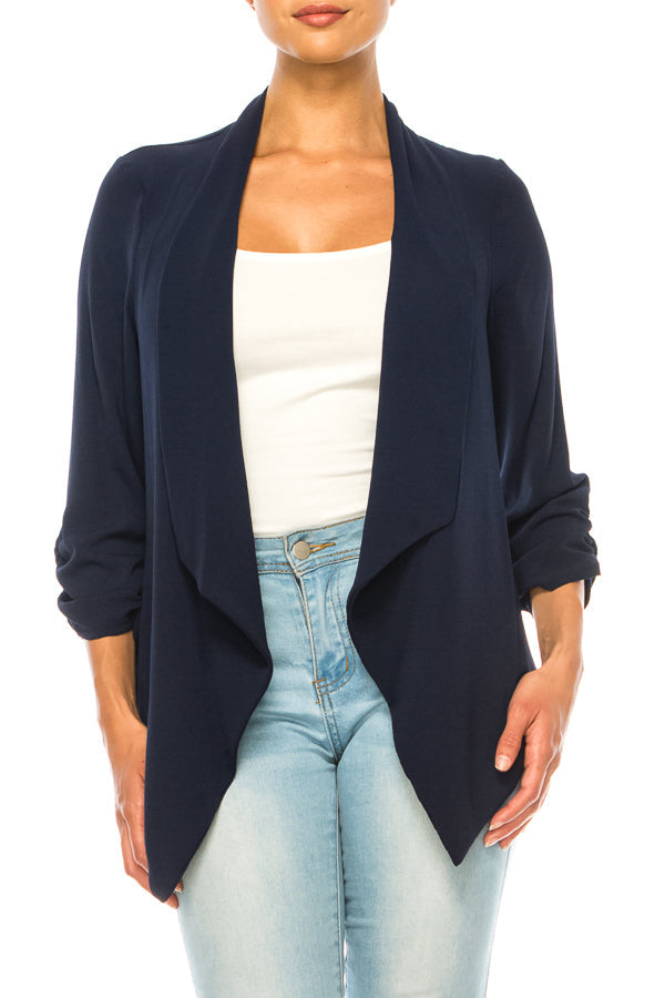 Solid waist length cardigan in a relexed fit - FashionJOA