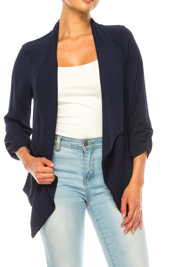 Solid waist length cardigan in a relexed fit - FashionJOA