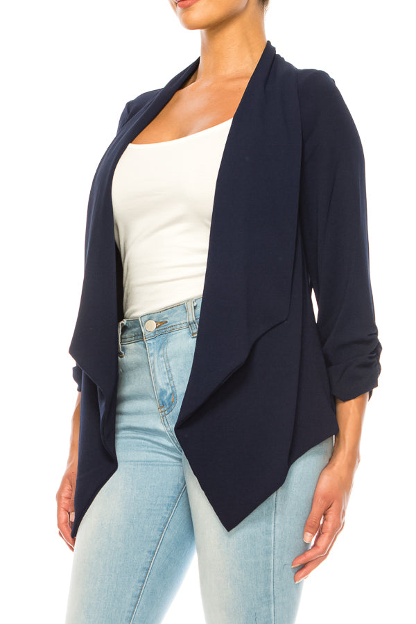 Solid waist length cardigan in a relexed fit - FashionJOA