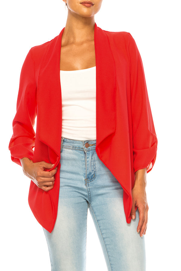 Solid waist length cardigan in a relexed fit - FashionJOA